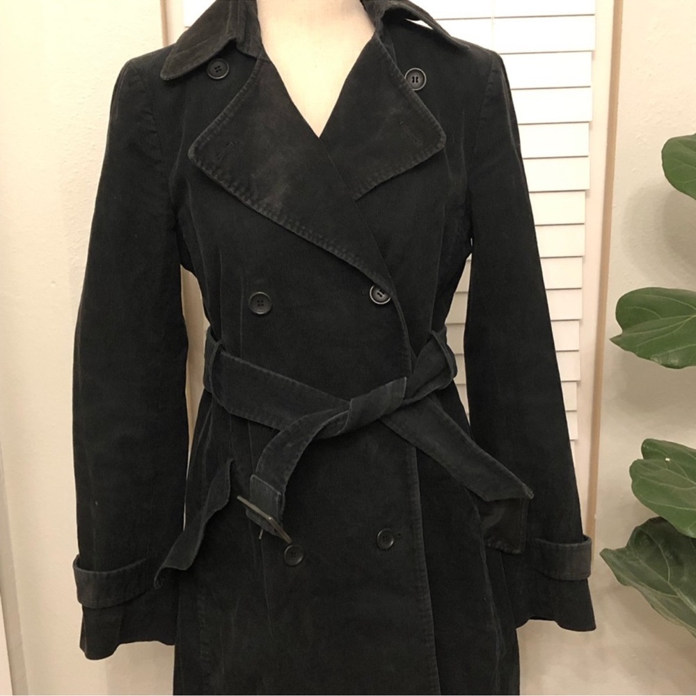 Theory Black Double-Breasted Trench Coat